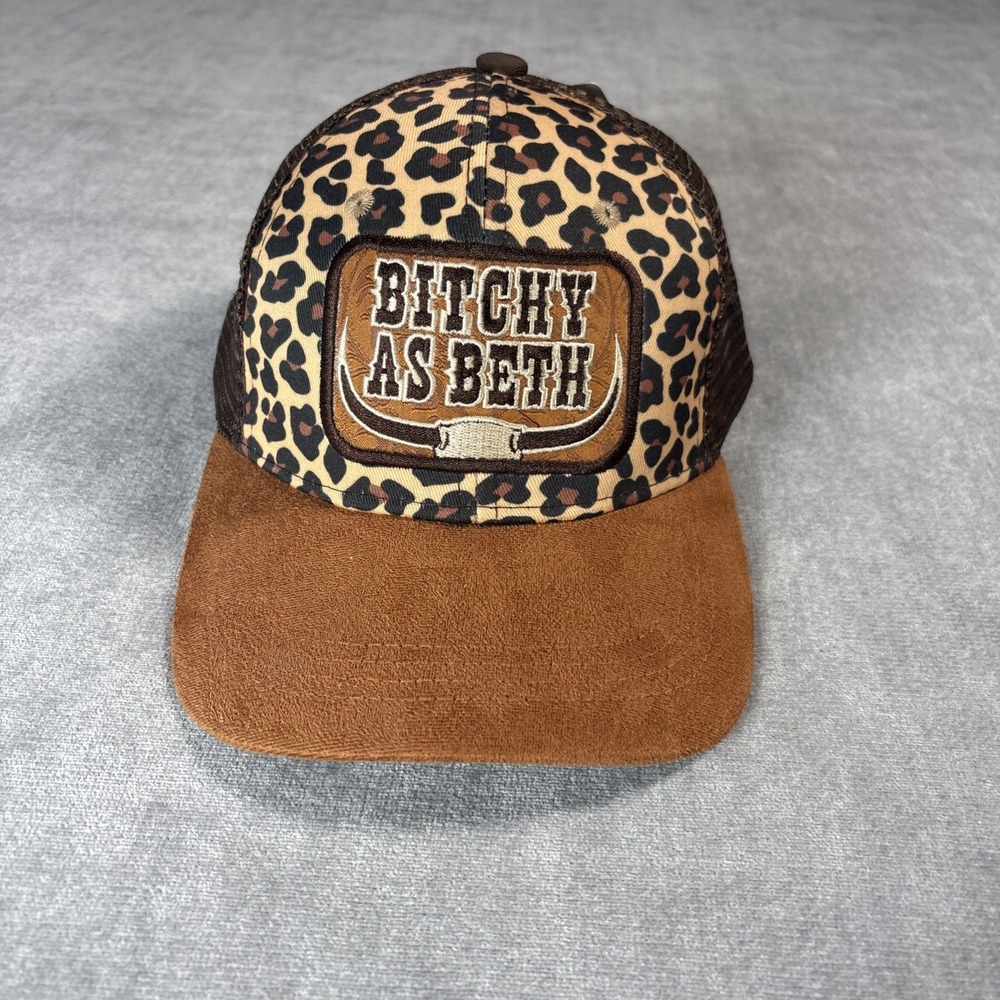 Quality Headwear Bitchy As Beth Leopard Print Trucker Hat Brown Adjustable OSFM